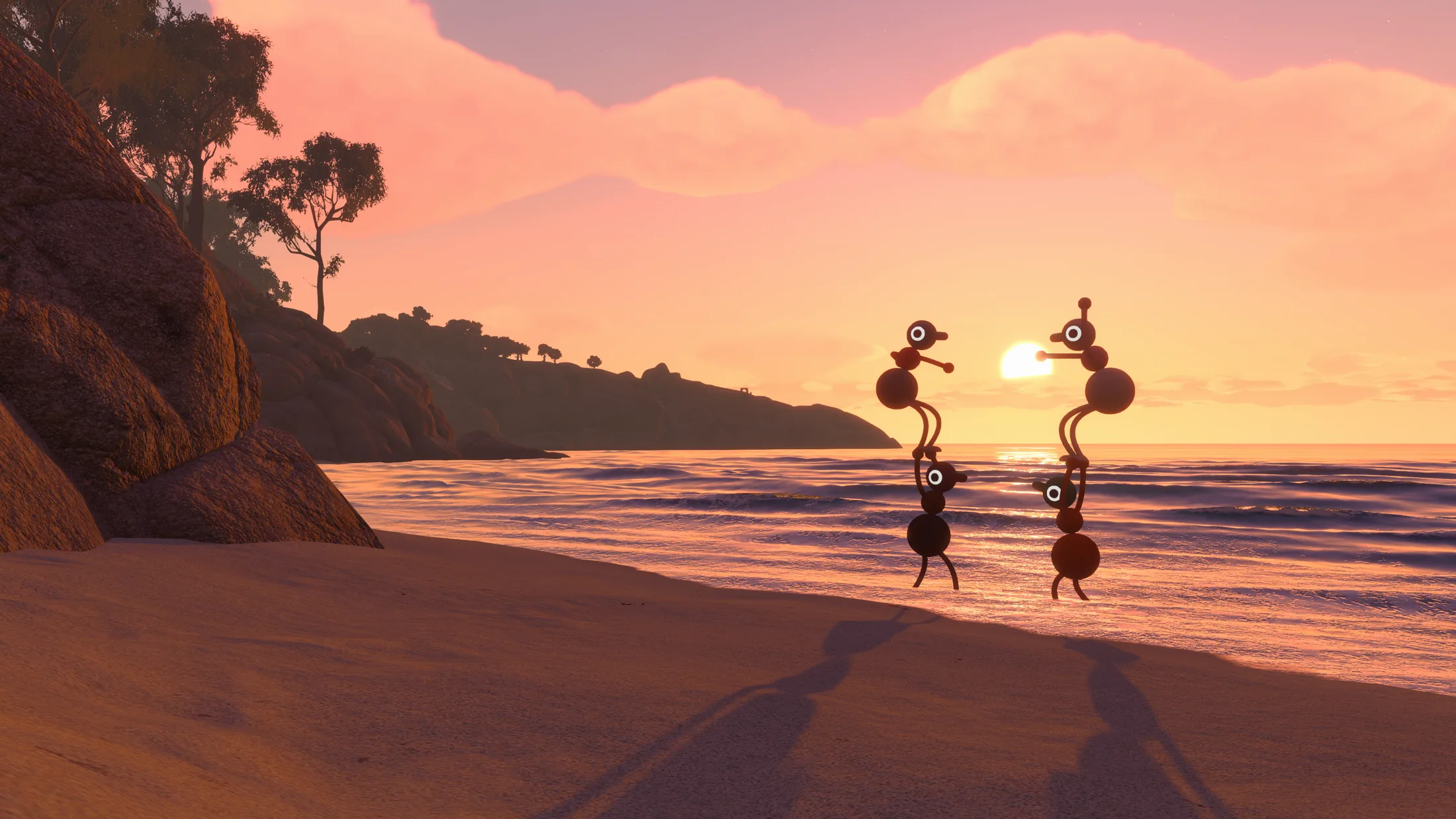 Two Big Walk players communicating while exploring the island